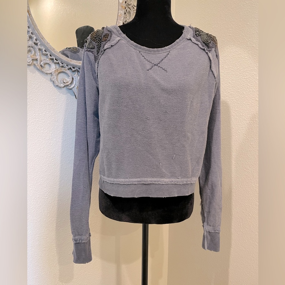 Free people sweater with shoulder beading